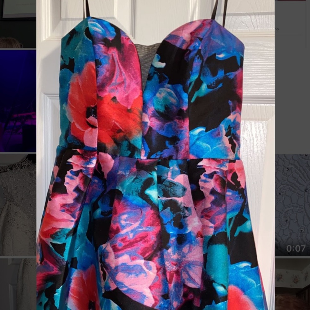 Strapless floral formal dress